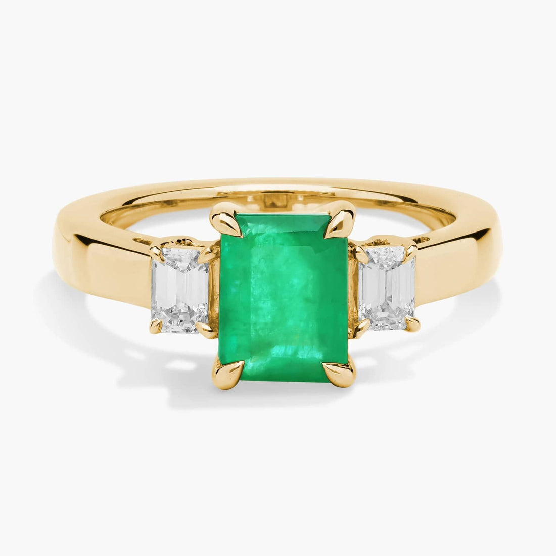 Emerald Cut Emerald and Diamond Ring in Yellow Gold