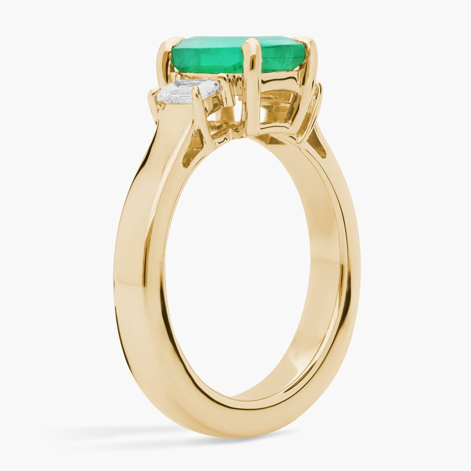 Emerald Cut Emerald and Diamond Ring in Yellow Gold