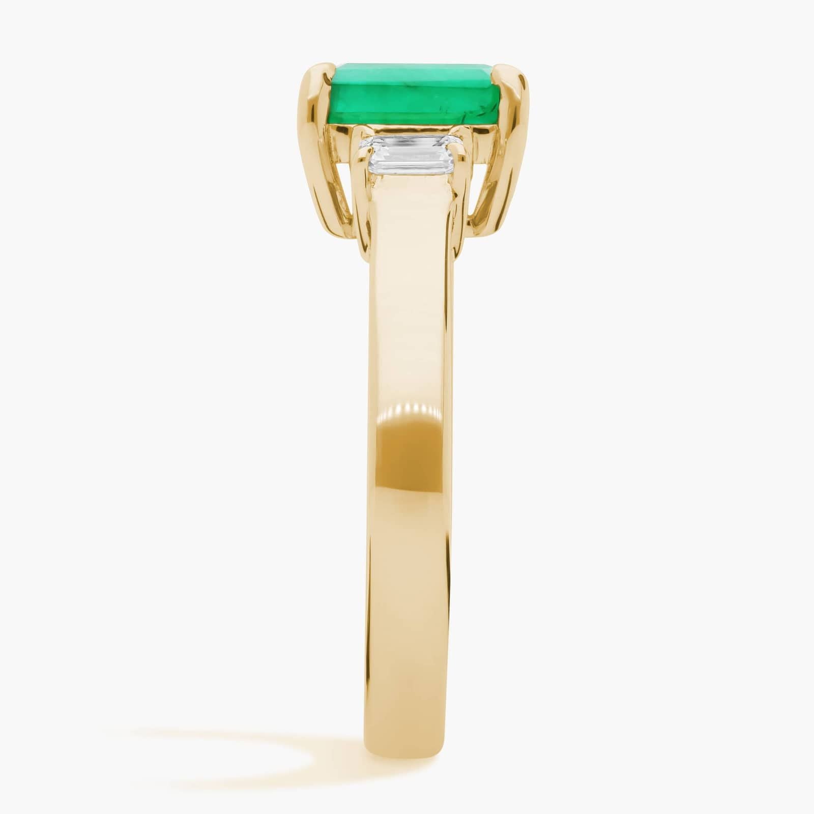 Emerald Cut Emerald and Diamond Ring in Yellow Gold