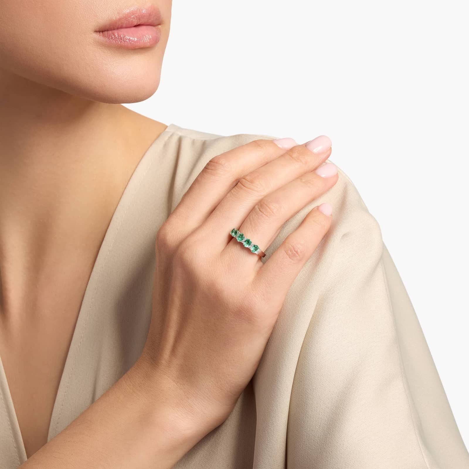 Sapphire and Diamond Five-Stone Ring in White Gold