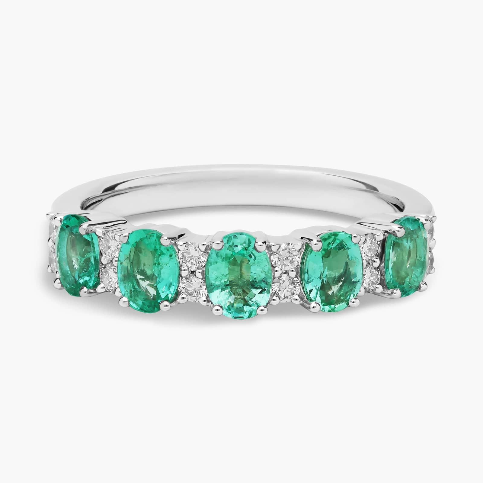Sapphire and Diamond Five-Stone Ring in White Gold
