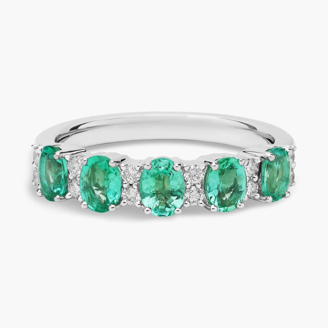 Sapphire and Diamond Five-Stone Ring in White Gold