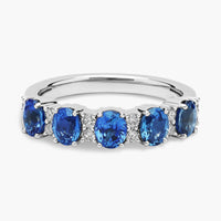 Sapphire and Diamond Five-Stone Ring in White Gold