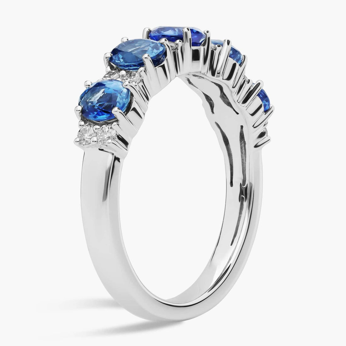 Sapphire and Diamond Five-Stone Ring in White Gold