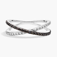 Noir Crossover Black Diamond Ring in Sterling Silver