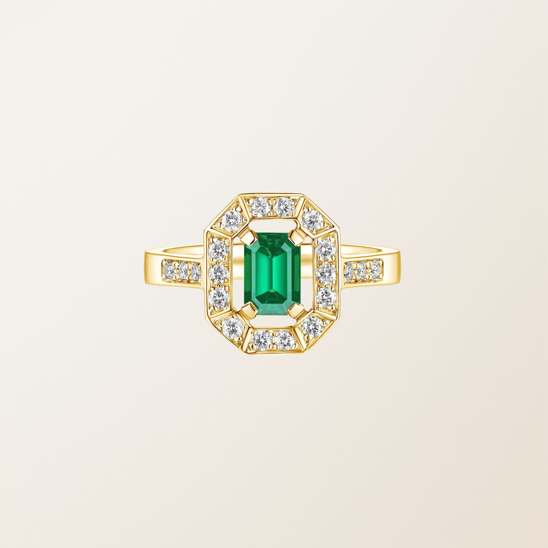 Astera Emerald Halo Ring