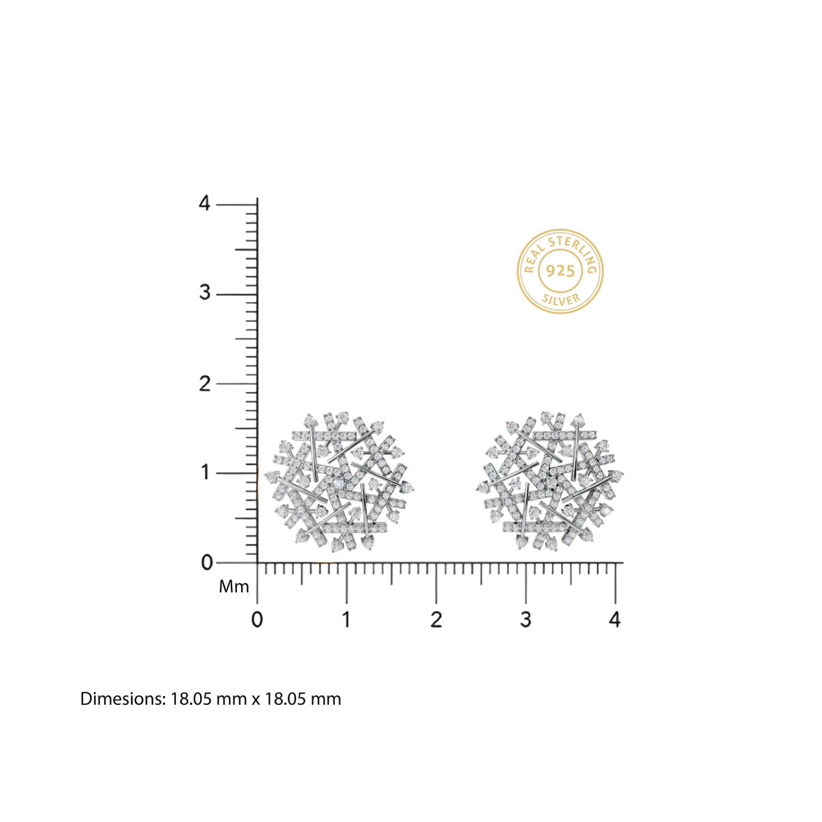 Diamond Snowflake Stud Earrings in 925 Sterling Silver – Sparkling Winter Inspired Design