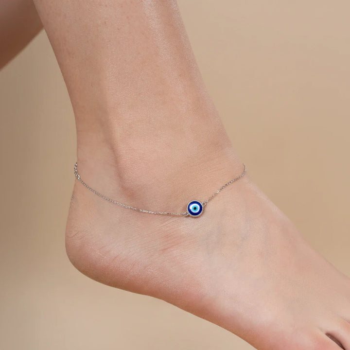Evil Eye Nazariya Charm Adjustable Anklet Made With Pure 925 Silver