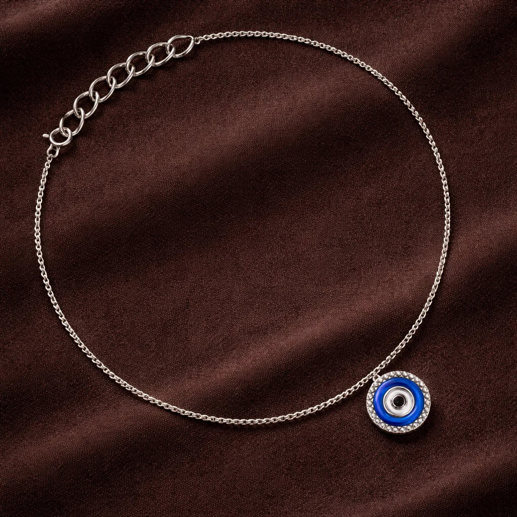 Blue Evil Eye Protection Anklet for Women Made With Pure 925 Silver