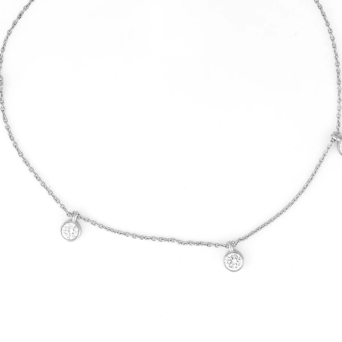 Celestial Sparkle Station Diamond Anklet in 925 Sterling Silver