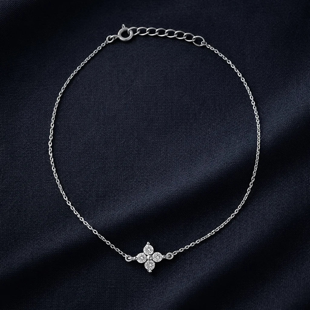 Diamond Studded Anklet Made With Pure 925 Silver