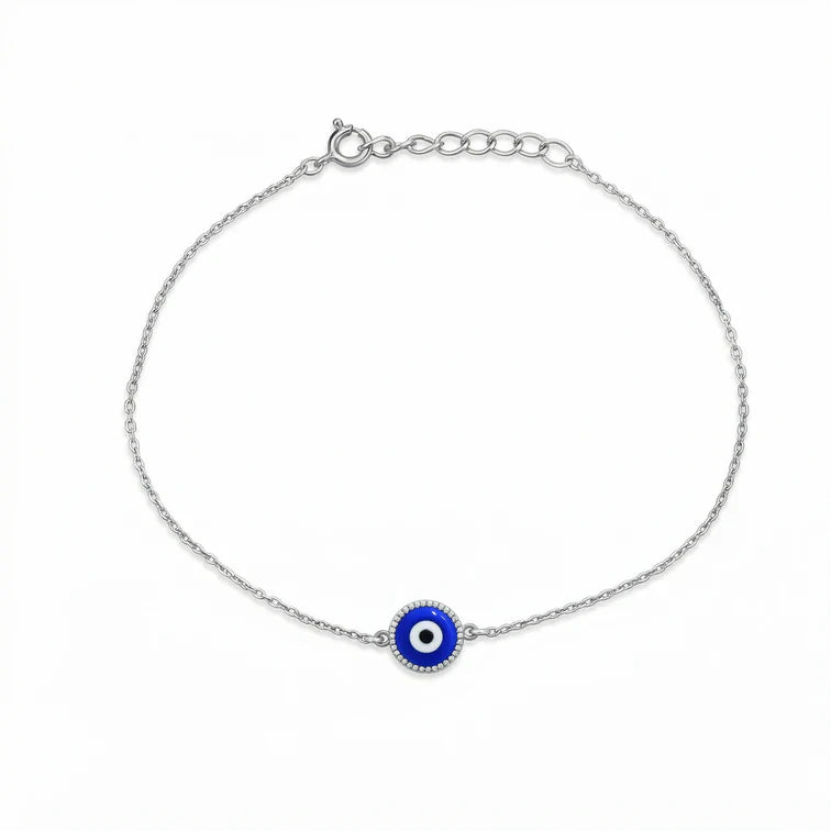 Evil Eye Nazariya Charm Adjustable Anklet Made With Pure 925 Silver