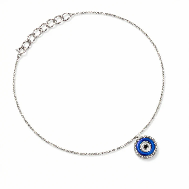 Blue Evil Eye Protection Anklet for Women Made With Pure 925 Silver