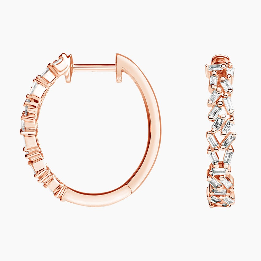Floating Baguette Cluster Hoop Earrings