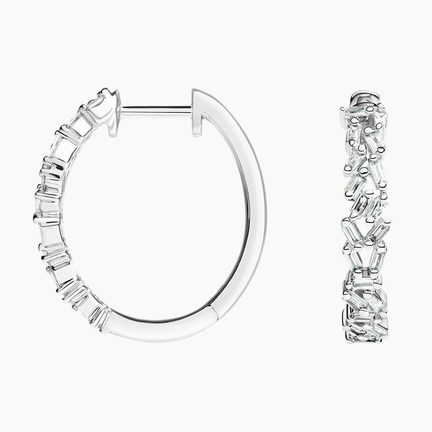 Floating Baguette Cluster Hoop Earrings