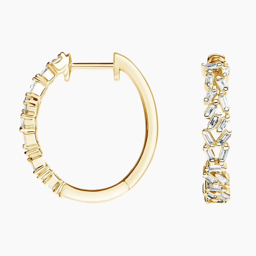 Floating Baguette Cluster Hoop Earrings