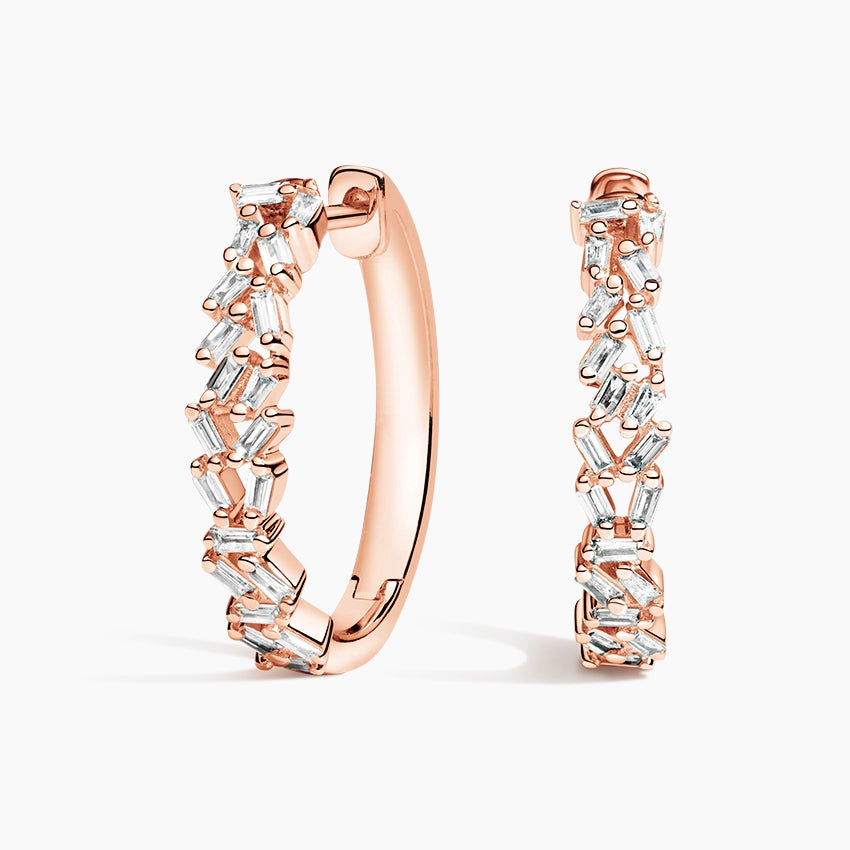 Floating Baguette Cluster Hoop Earrings