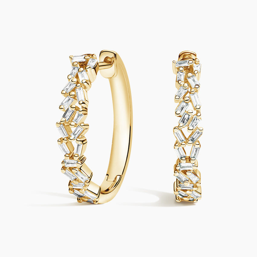 Floating Baguette Cluster Hoop Earrings