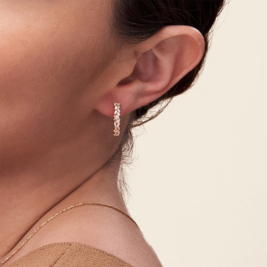 Floating Baguette Cluster Hoop Earrings