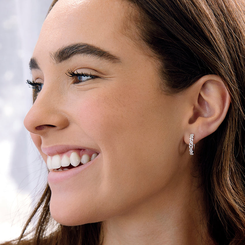 Floating Baguette Cluster Hoop Earrings