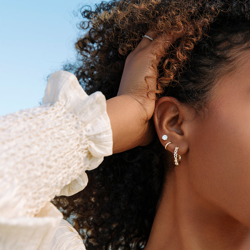 Floating Baguette Cluster Hoop Earrings