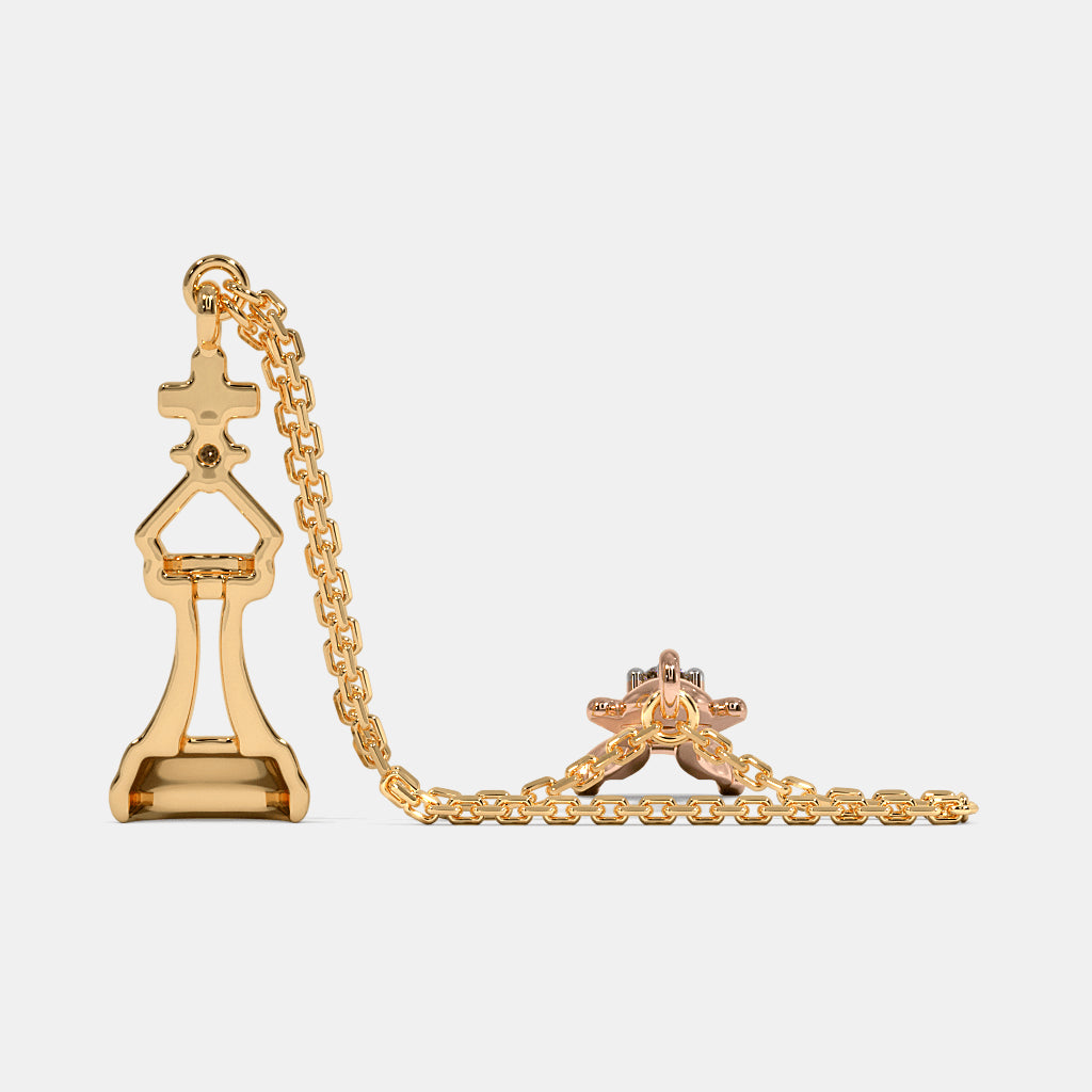 Chess King & Queen Diamond Charm — Two-Tone Gold Watch Charm