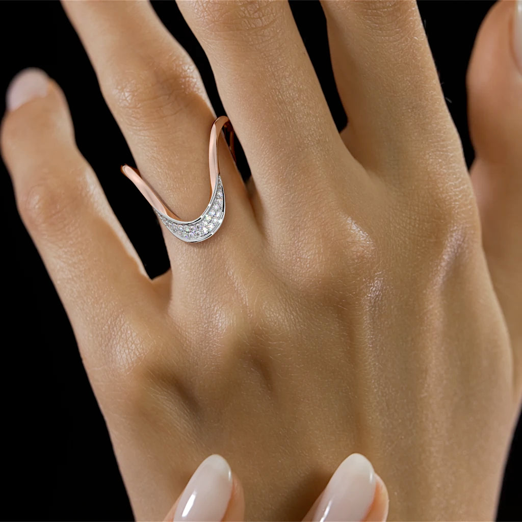 Luna Wave Diamond Ring in 18K Rose &amp; White Gold
