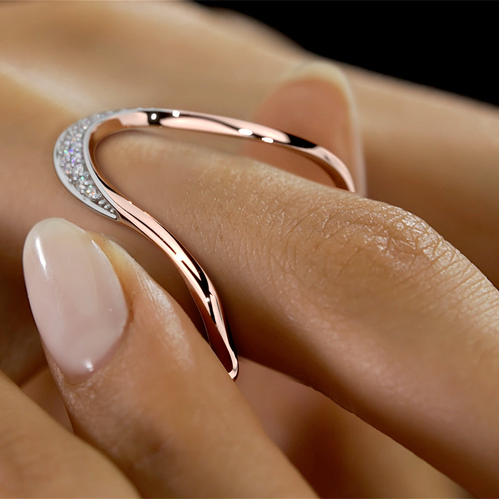 Luna Wave Diamond Ring in 18K Rose &amp; White Gold