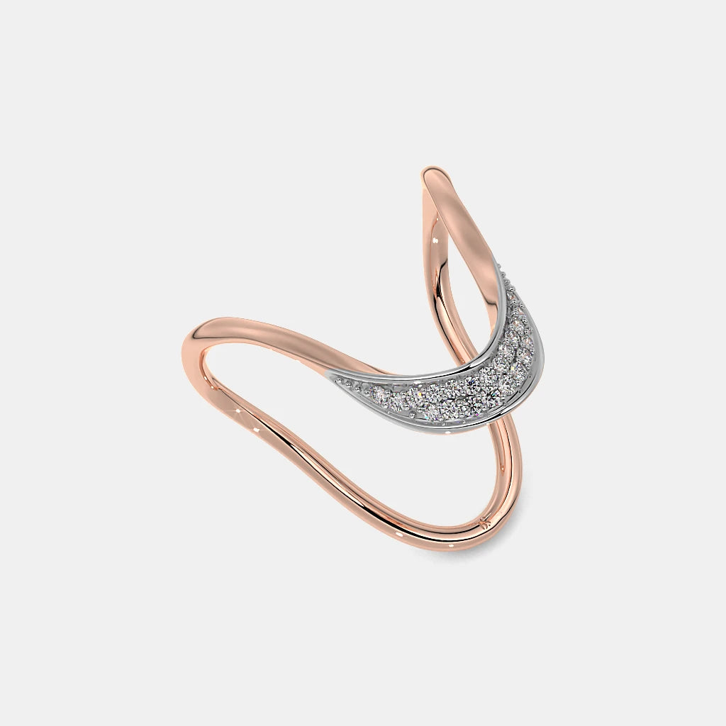 Luna Wave Diamond Ring in 18K Rose &amp; White Gold