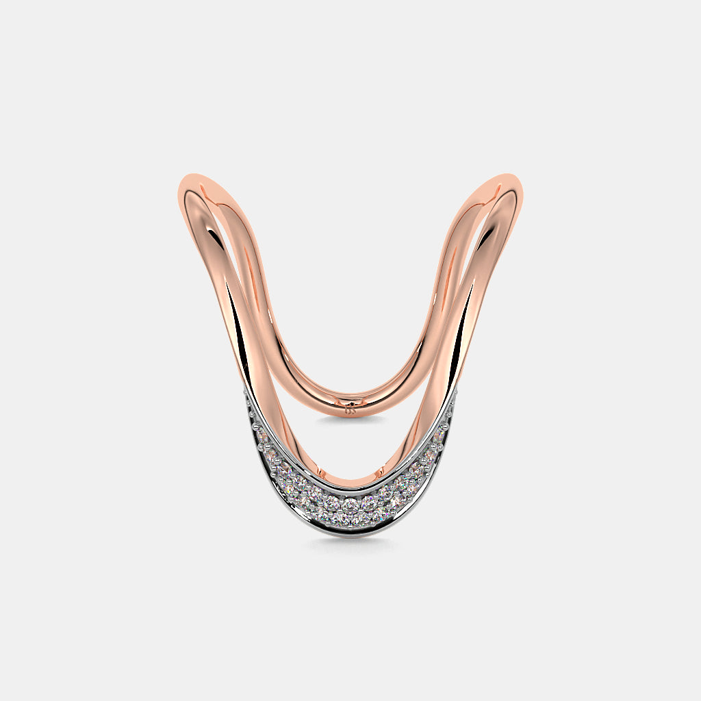 Luna Wave Diamond Ring in 18K Rose &amp; White Gold