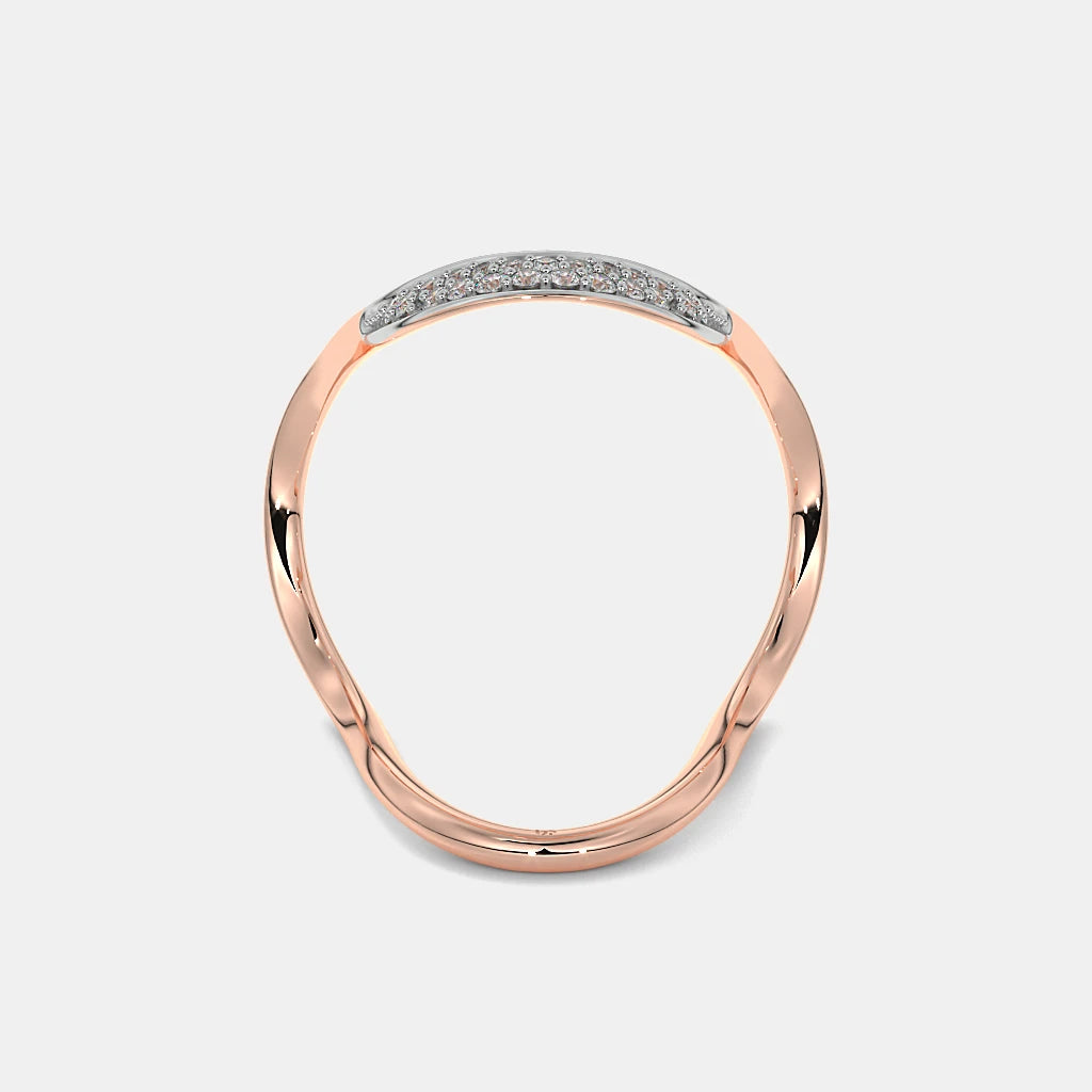 Luna Wave Diamond Ring in 18K Rose &amp; White Gold