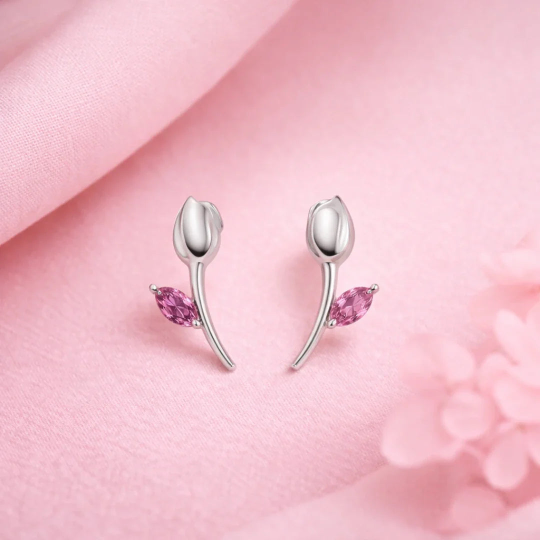 Tulip Minimalist Earrings Pure 925 Silver