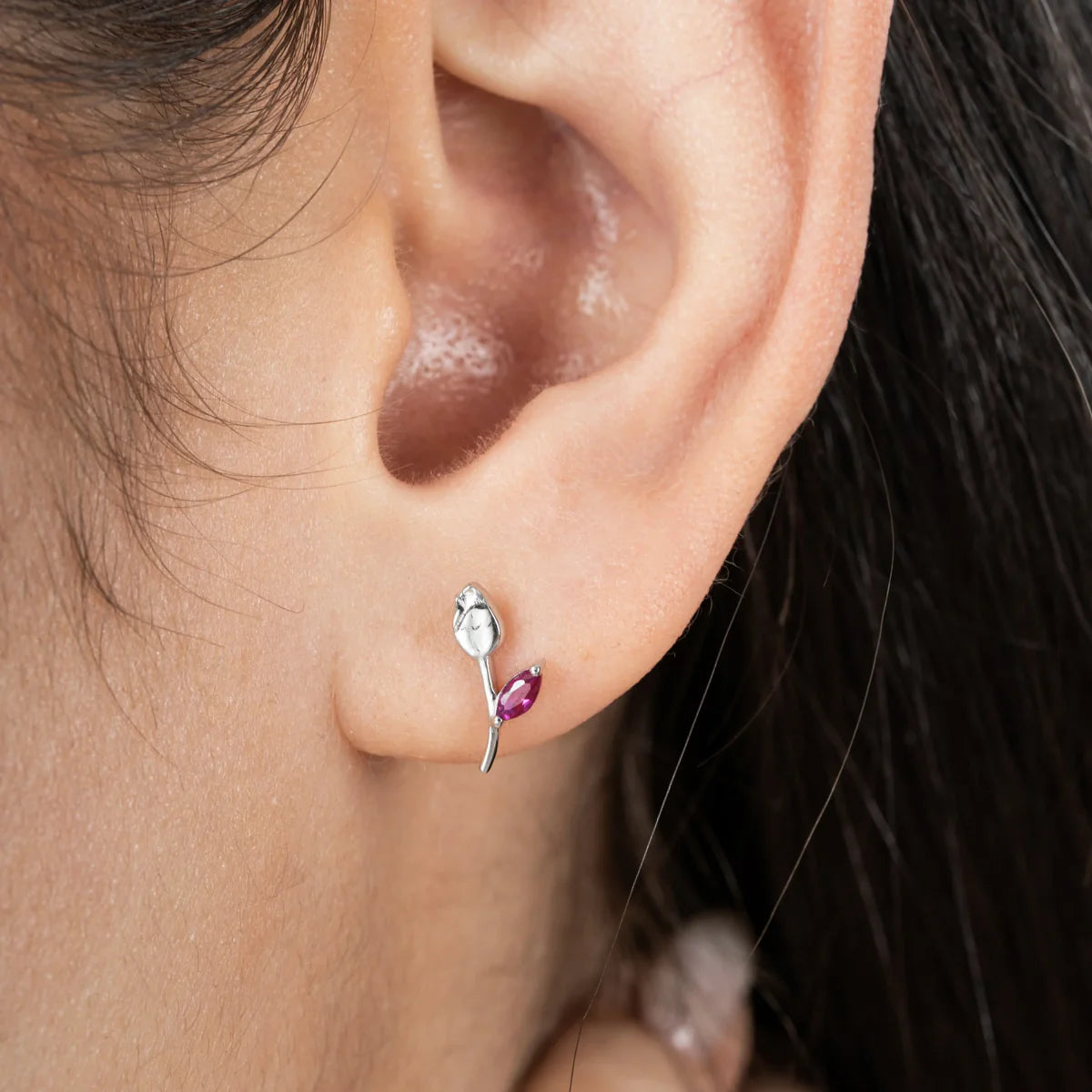 Tulip Minimalist Earrings Pure 925 Silver