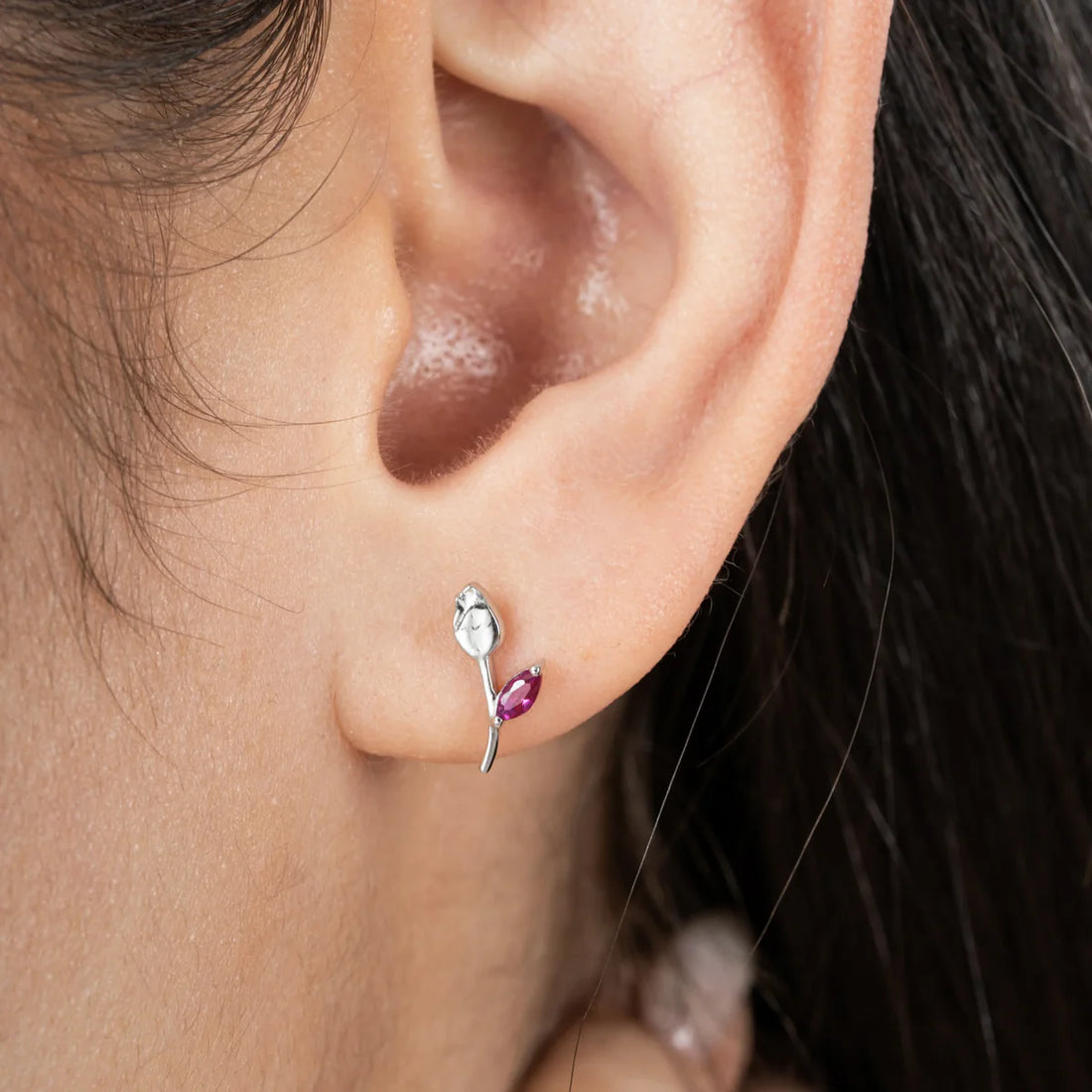 Tulip Minimalist Earrings Pure 925 Silver