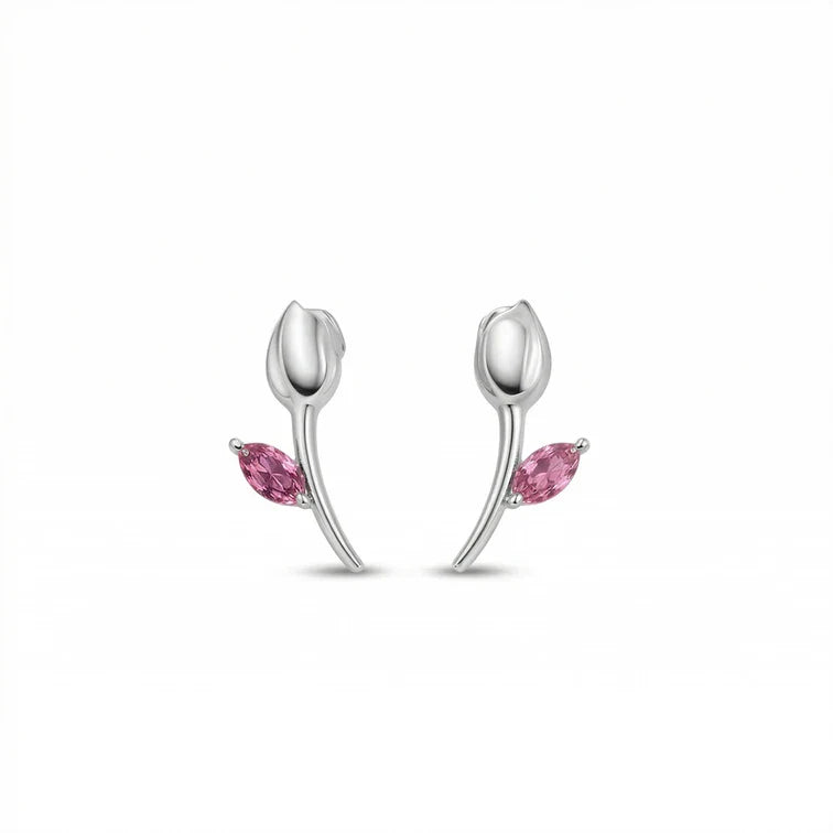 Tulip Minimalist Earrings Pure 925 Silver