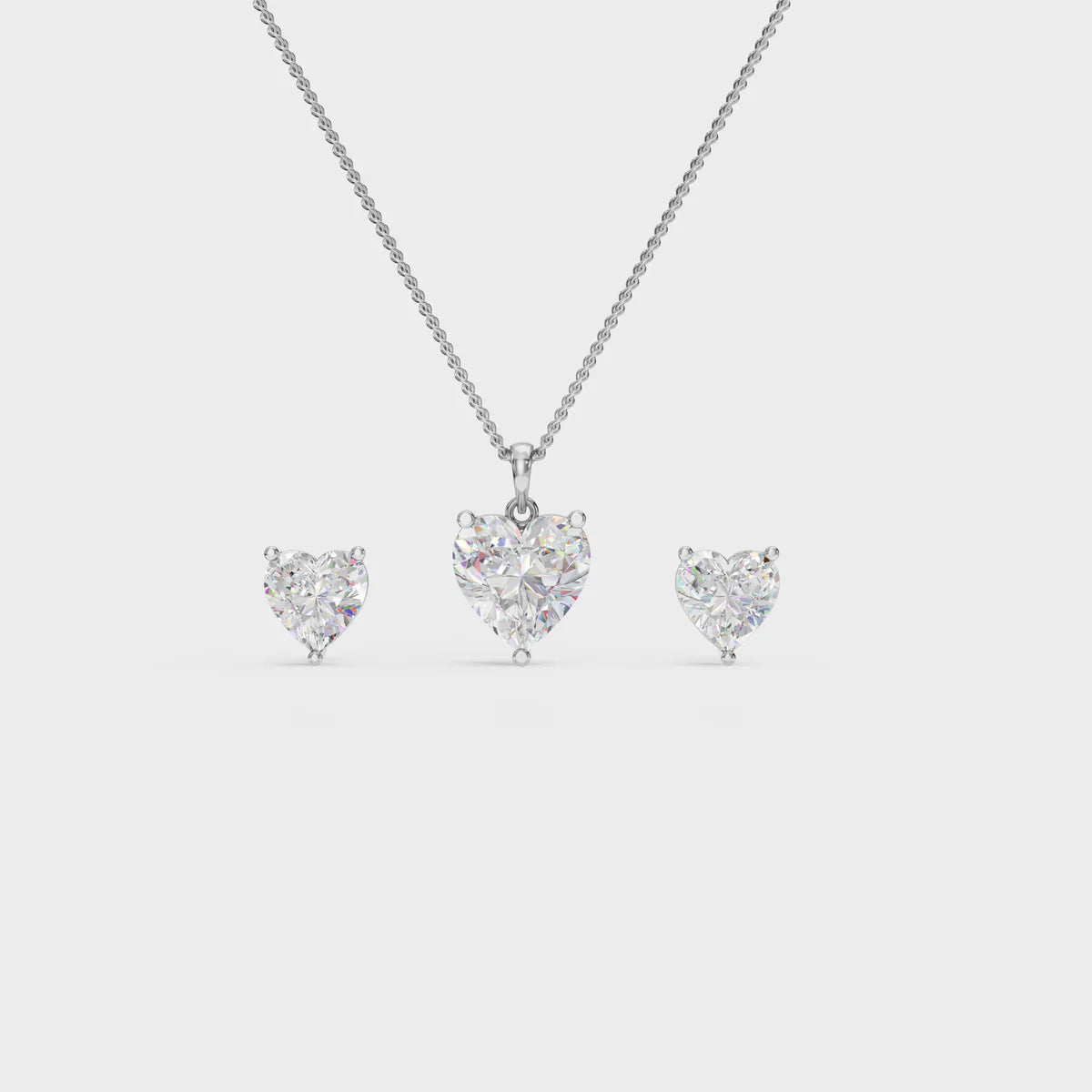Heart-Shaped Diamond Pendant Set for Women Made With Pure 925 Silver