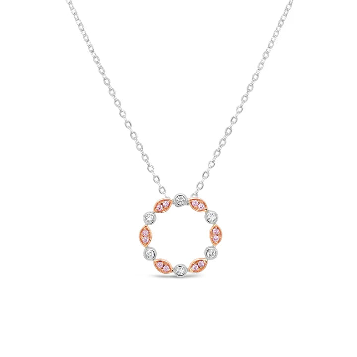 Argyle Eternity Circle Necklace in 18K Rose & White Gold