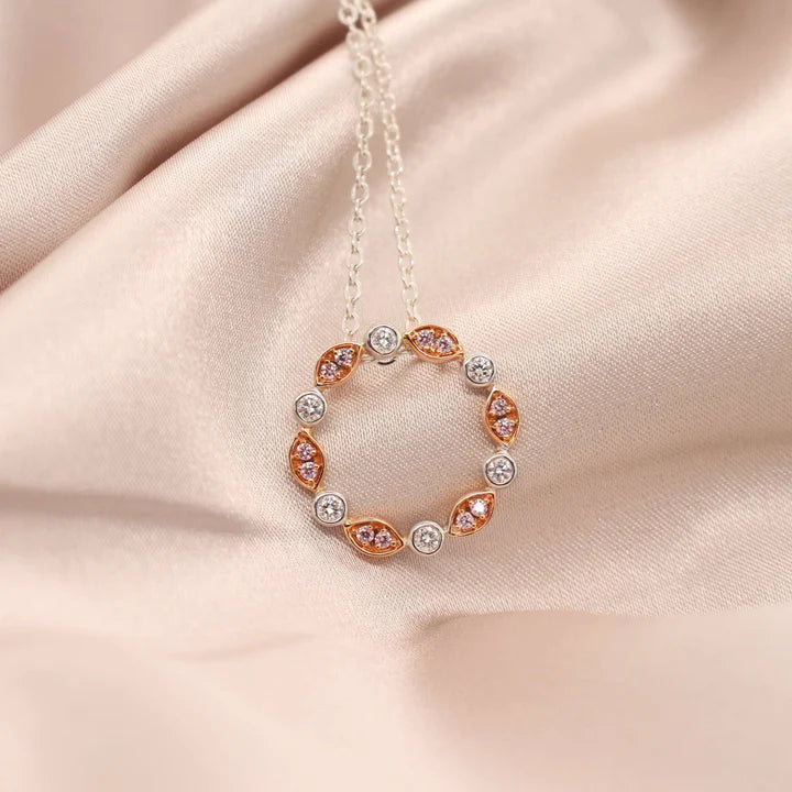 Argyle Eternity Circle Necklace in 18K Rose & White Gold