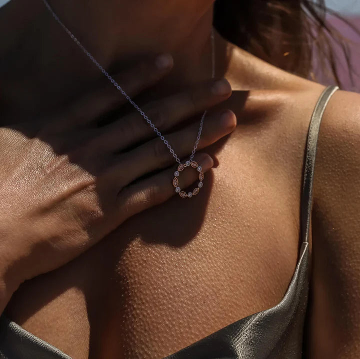 Argyle Eternity Circle Necklace in 18K Rose & White Gold