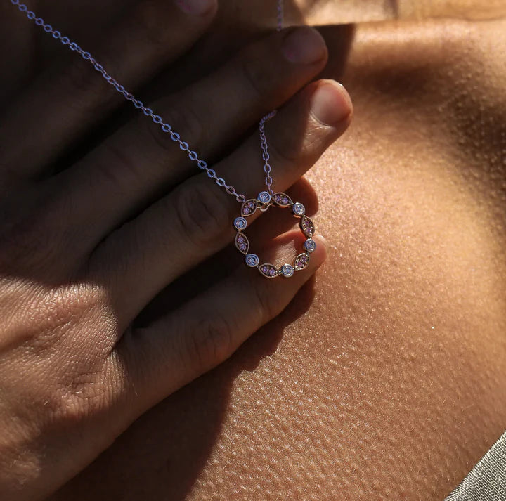 Argyle Eternity Circle Necklace in 18K Rose & White Gold