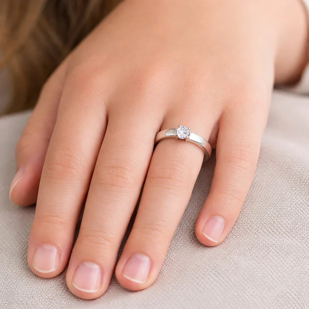 Silver Eternal Spark Solitaire Ring Made With Pure 925 Silver