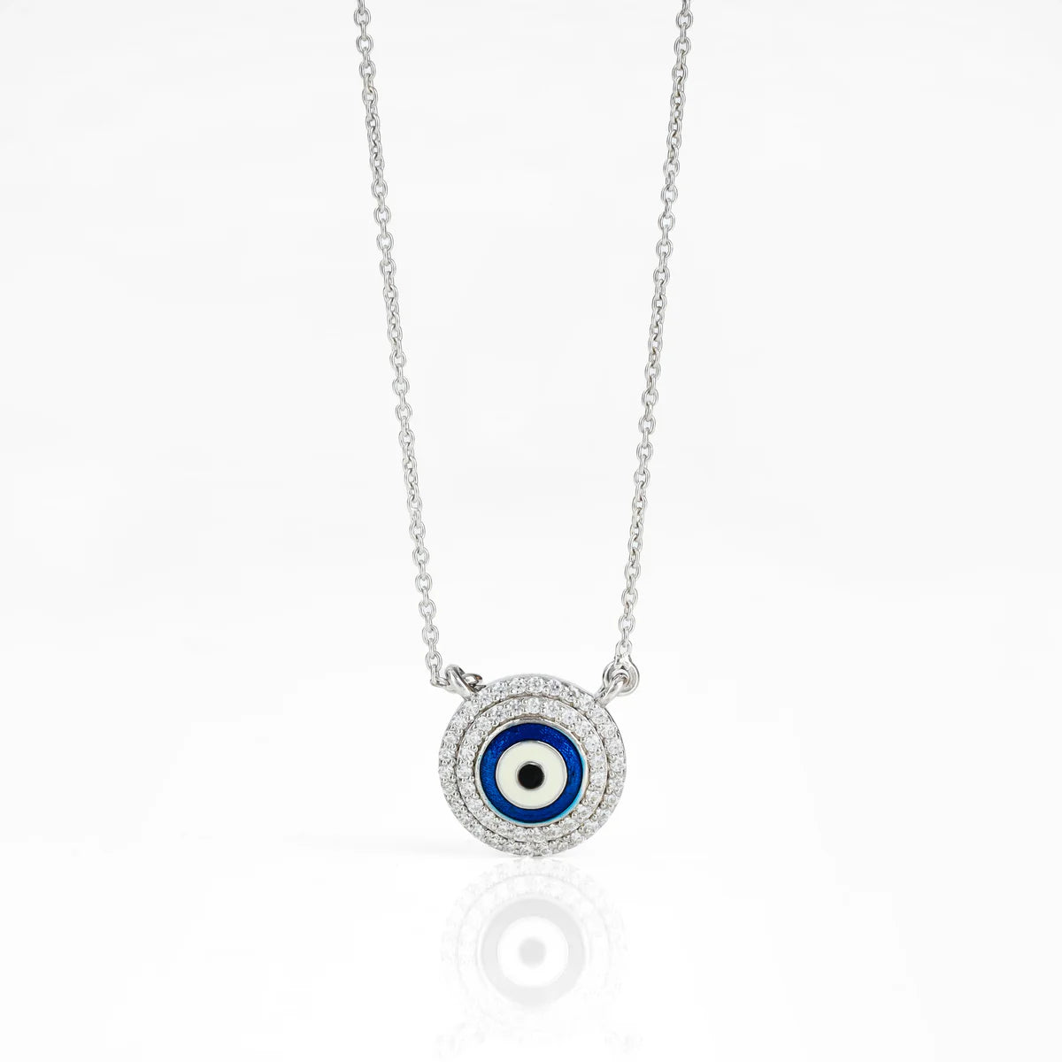 Celestial Evil Eye Halo Diamond Pendant Necklace Made With Pure 925 Silver