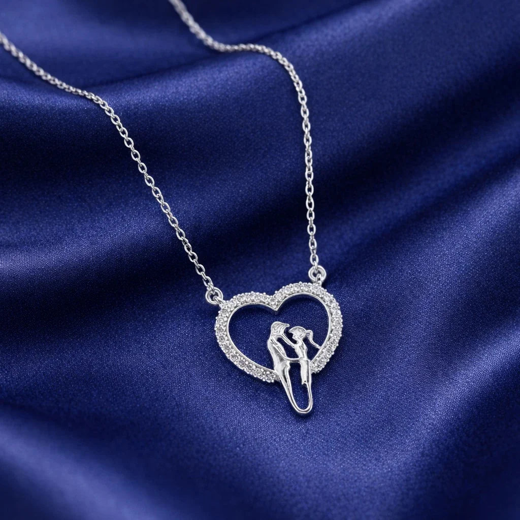Couple Silhouette Heart Pendant Necklace