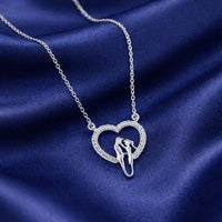 Couple Silhouette Heart Pendant Necklace