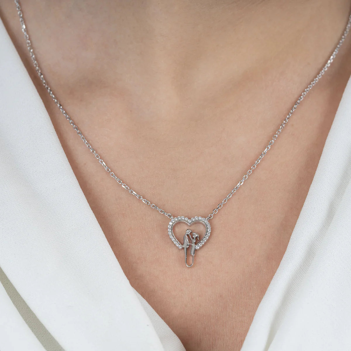 Couple Silhouette Heart Pendant Necklace