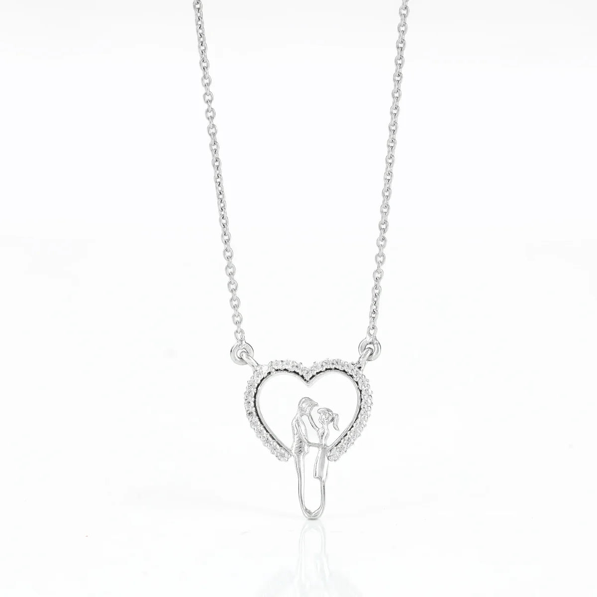 Couple Silhouette Heart Pendant Necklace