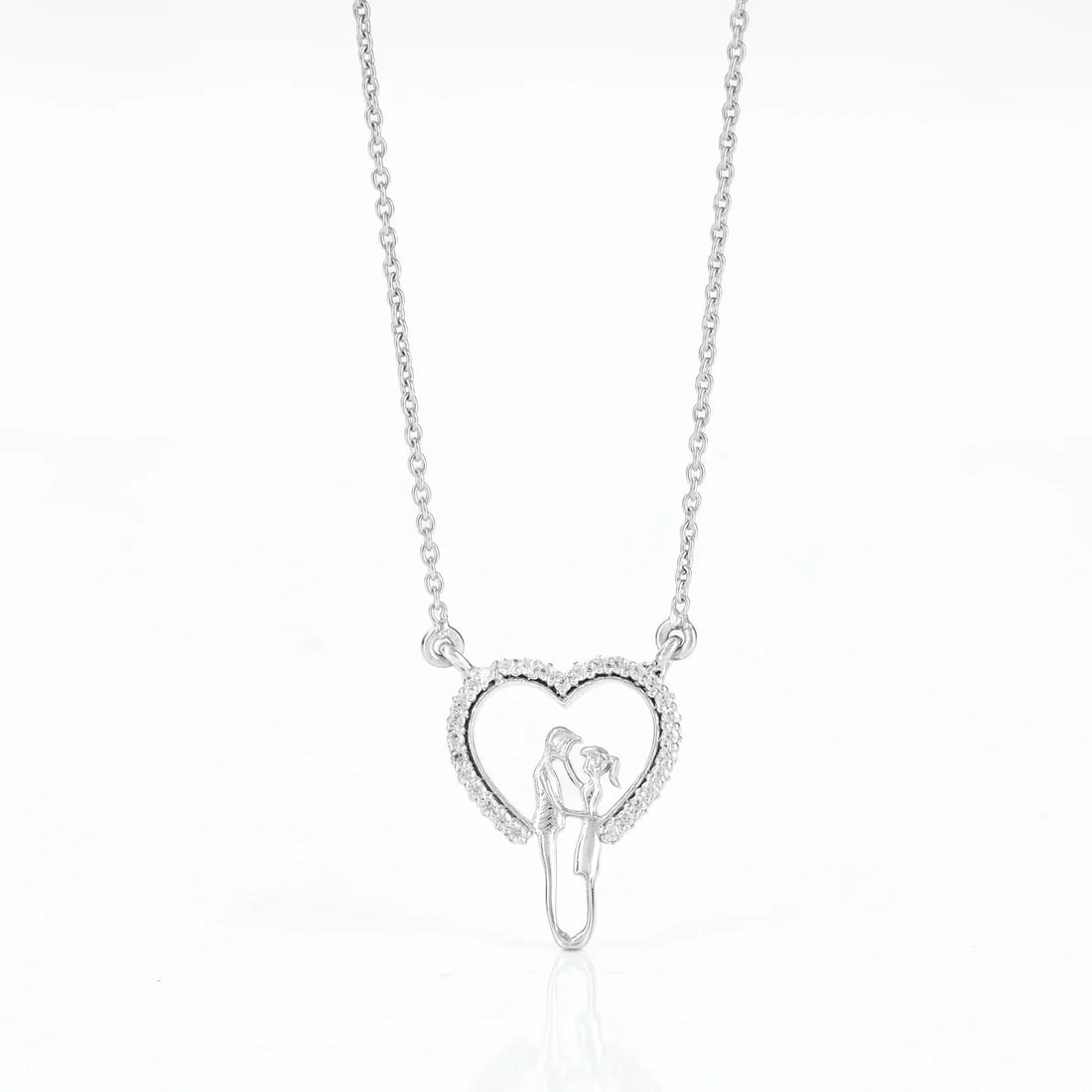 Couple Silhouette Heart Pendant Necklace