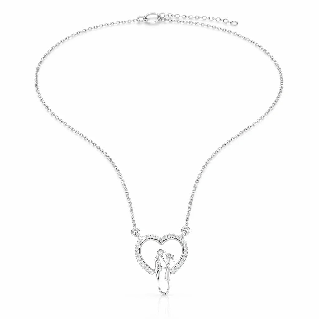 Couple Silhouette Heart Pendant Necklace