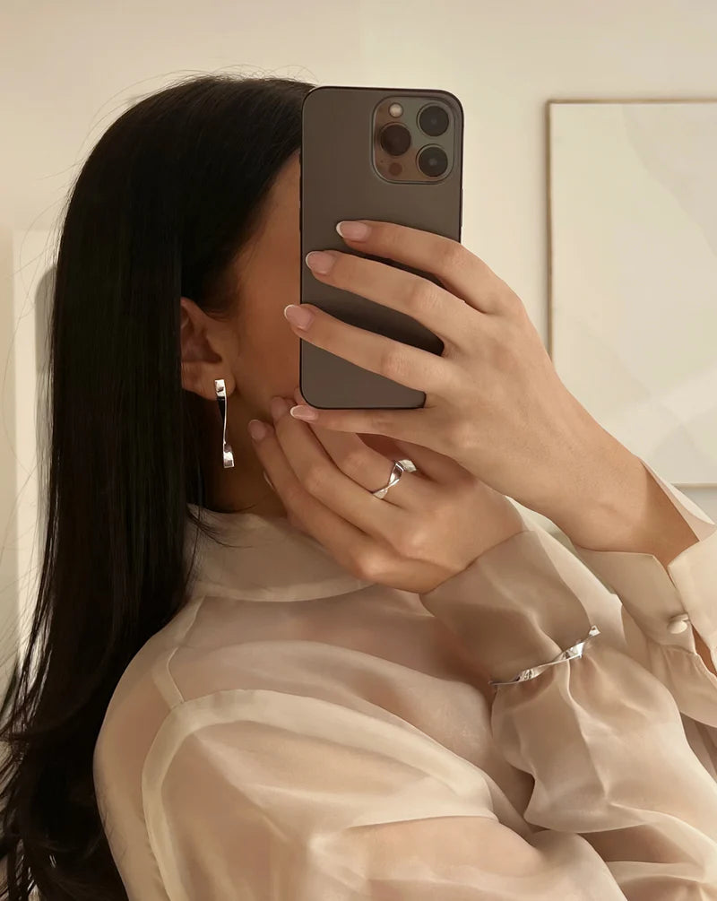 Twisted Ribbon Drop Earrings — White Gold
