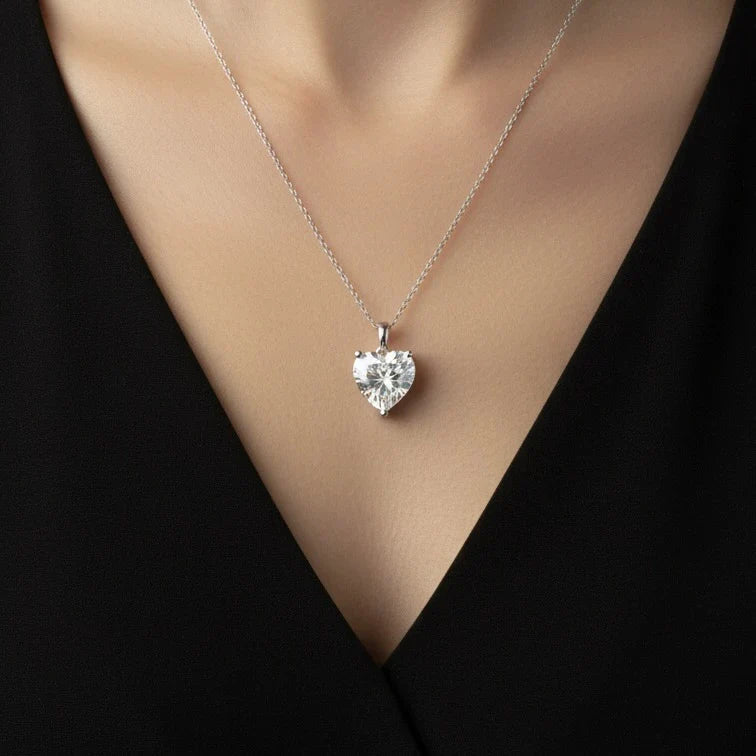 Heart-Shaped Diamond Pendant Set for Women Made With Pure 925 Silver